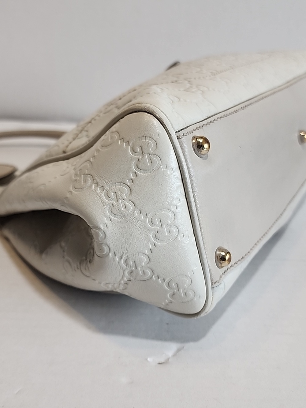 GUCCI Guccissima Vintage White Leather Jackie Bardot Shoulder Bag - Picture 7 of 15